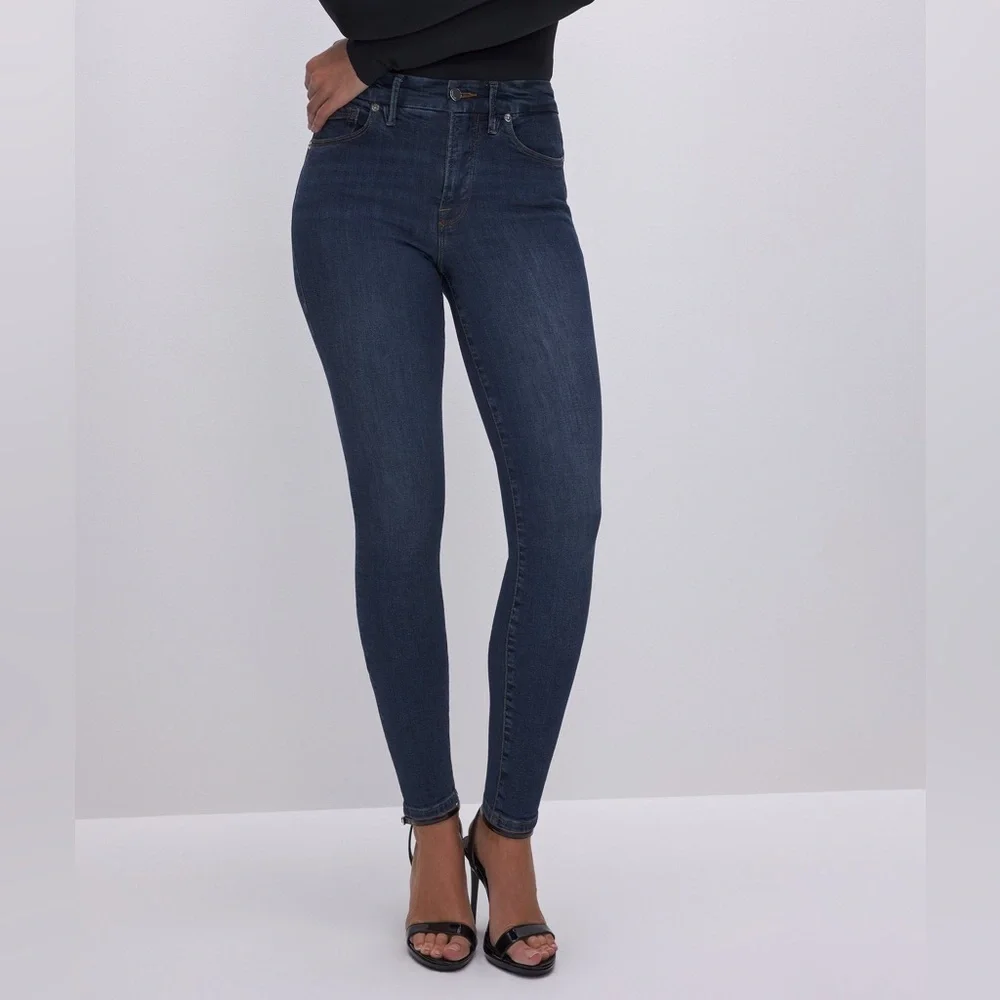 Good American Good Legs High Rise Skinny Jeans Super Stretch- Dark Blue - Picture 6 of 15
